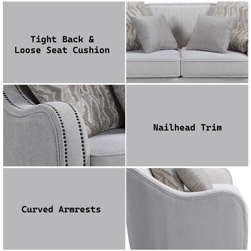 Mahler - Loveseat With 4 Pillows - Beige Linen