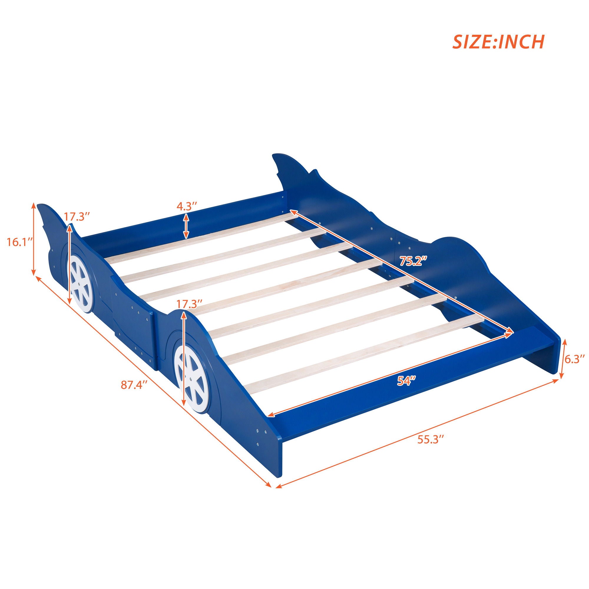Race Car Shaped Platform Bed & Wheels