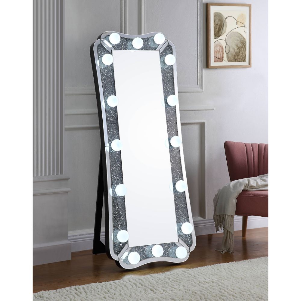 ACME Noralie - Accent Floor Mirror - Mirrored - Wood - 63" | Meri Furniture