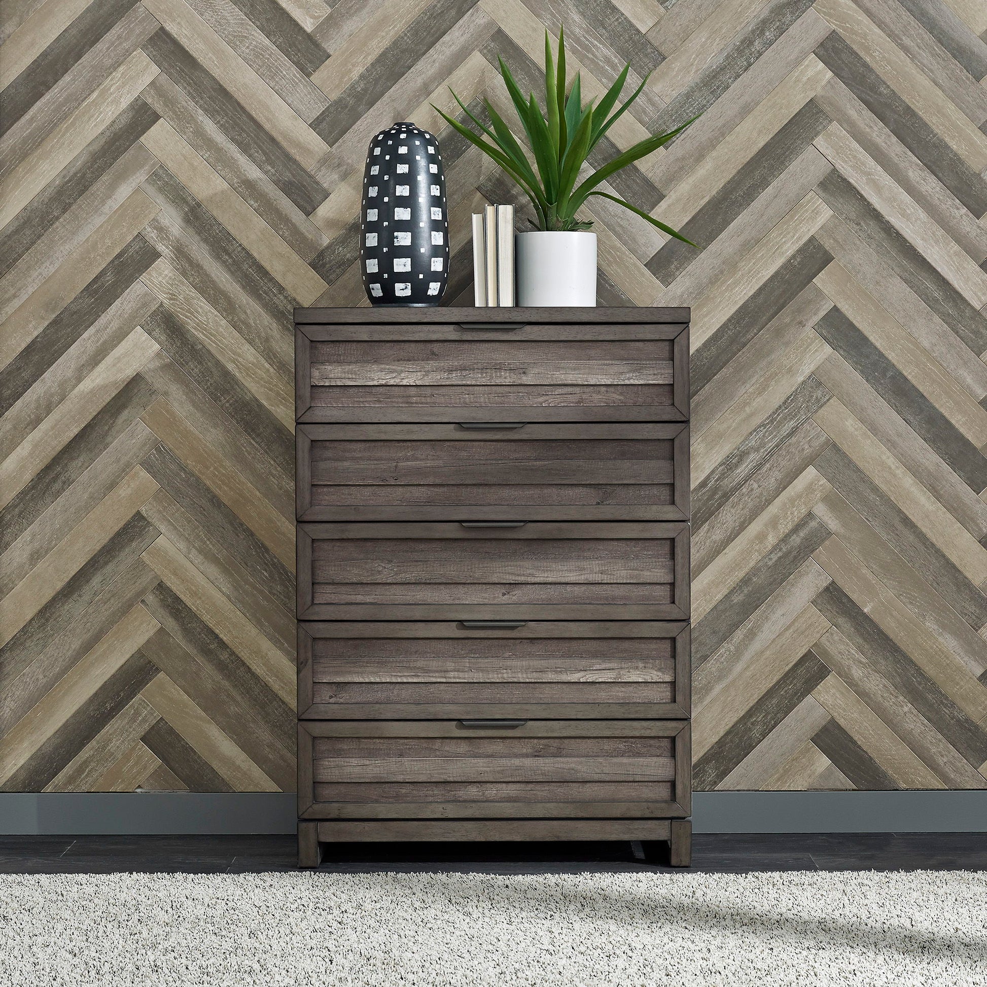 Liberty Furniture Tanners Creek - 5 Drawer Chest - Dark Gray | Meri Furniture