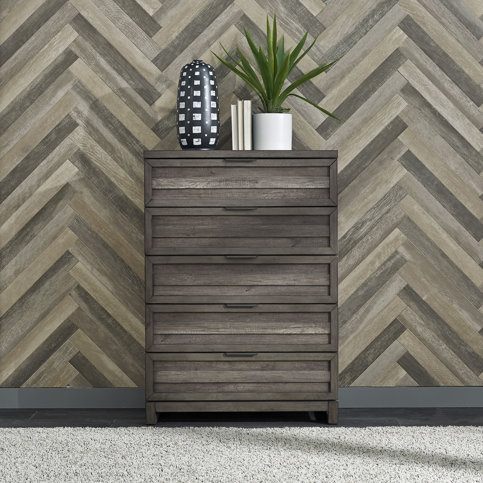 Liberty Furniture Tanners Creek - 5 Drawer Chest - Dark Gray | Meri Furniture
