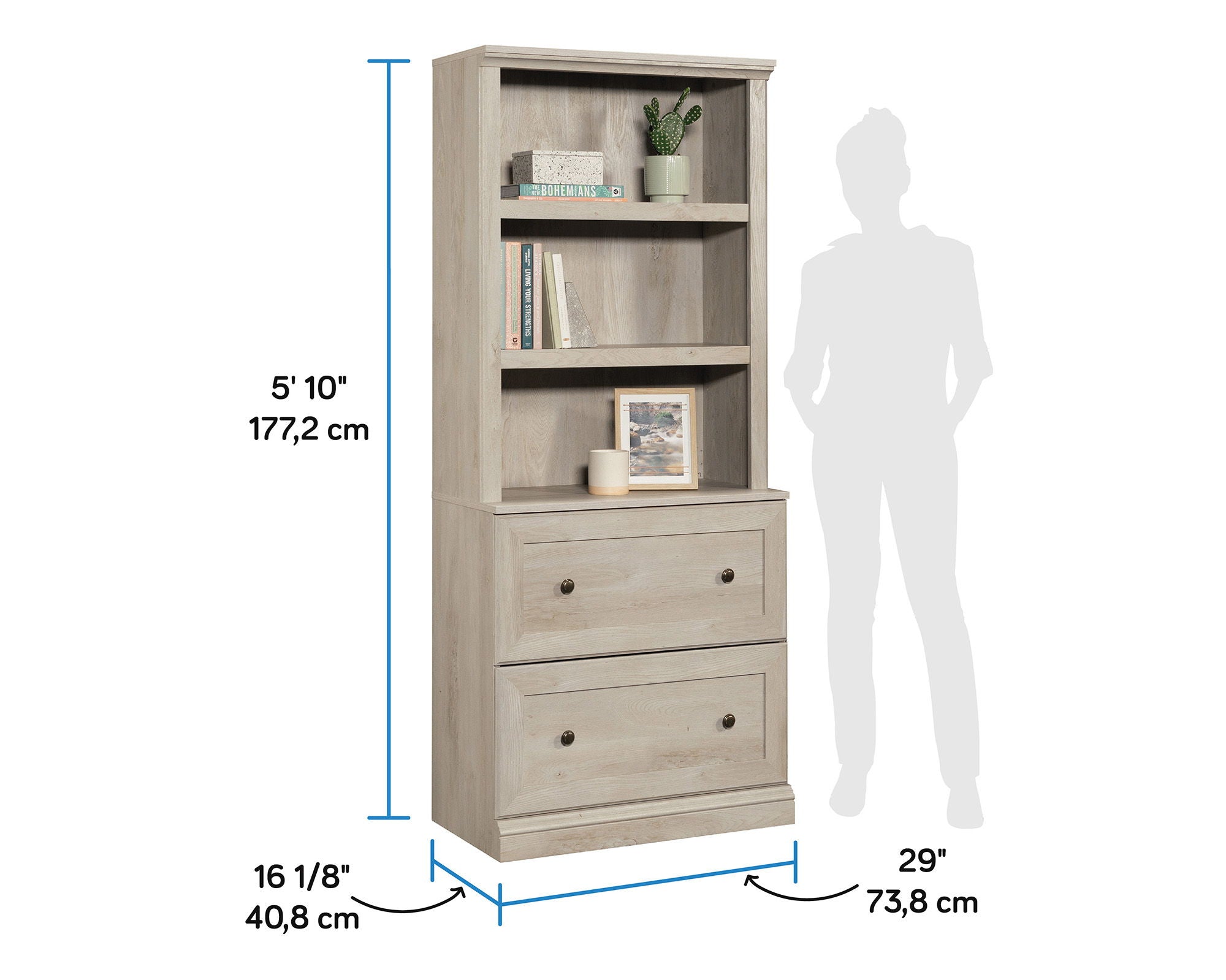 Bookcase with Drawers in Chalked Chestnut
