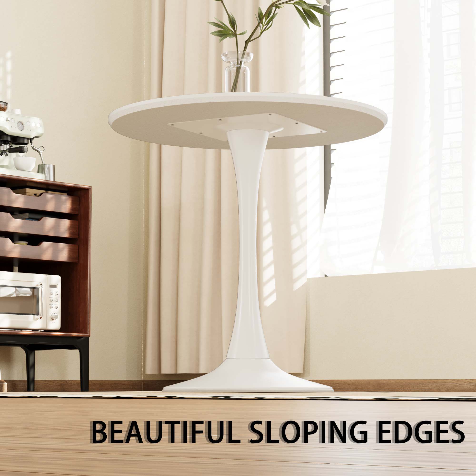 Round Dining Table Set With Tulip Design And 2 Chairs