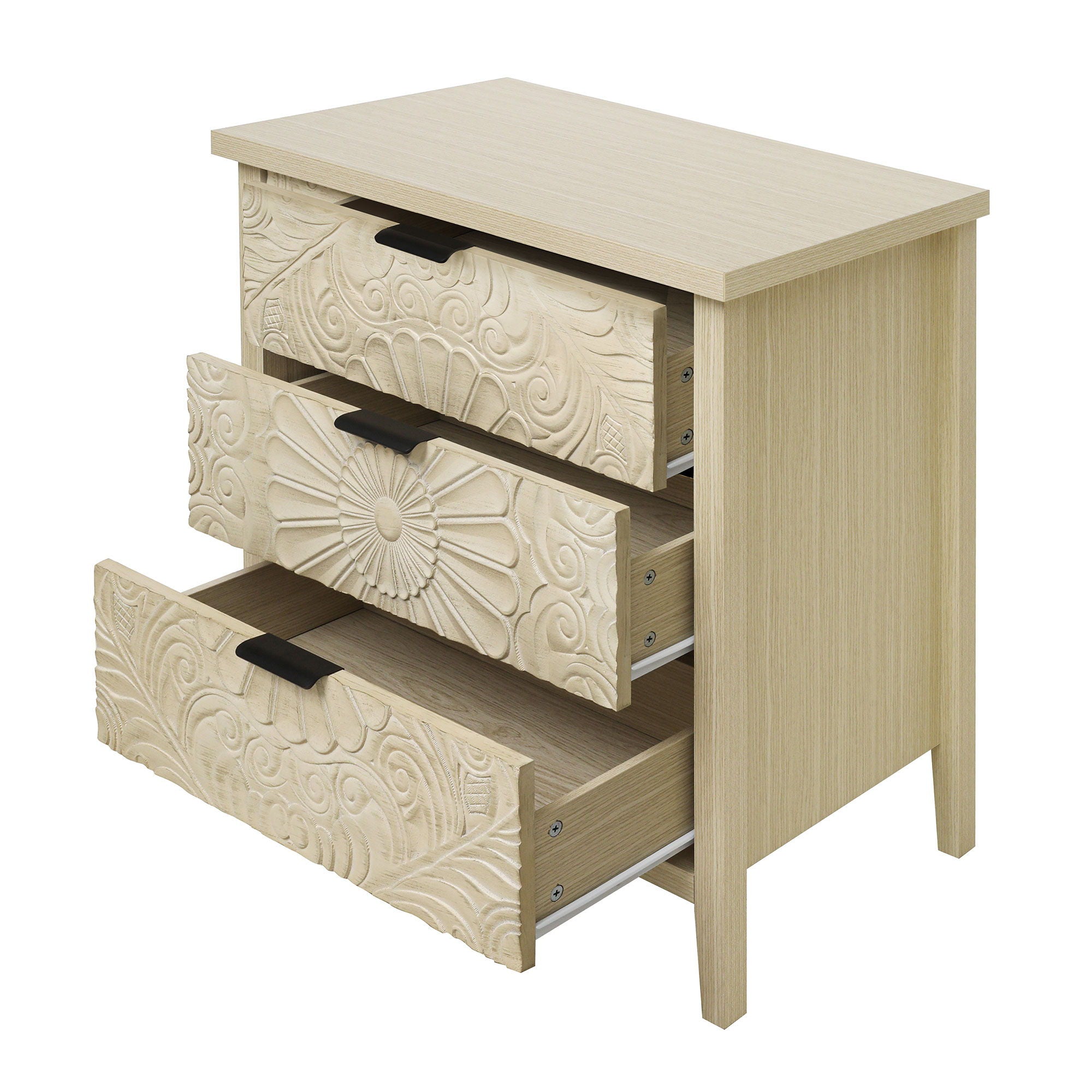 3 Drawer Cabinet, American Furniture, Suitable For Bedroom, Living Room, Study - Natural