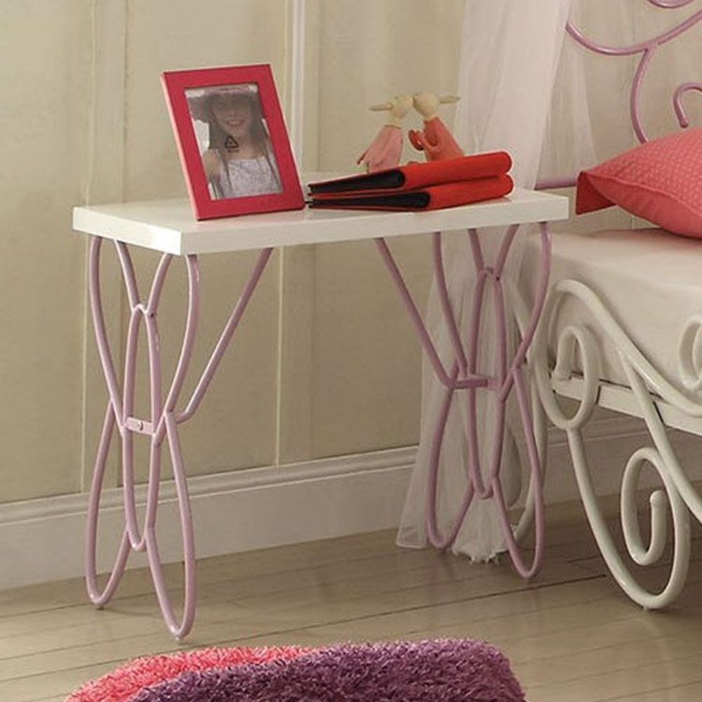ACME Priya II - Nightstand - White & Light Purple | Meri Furniture