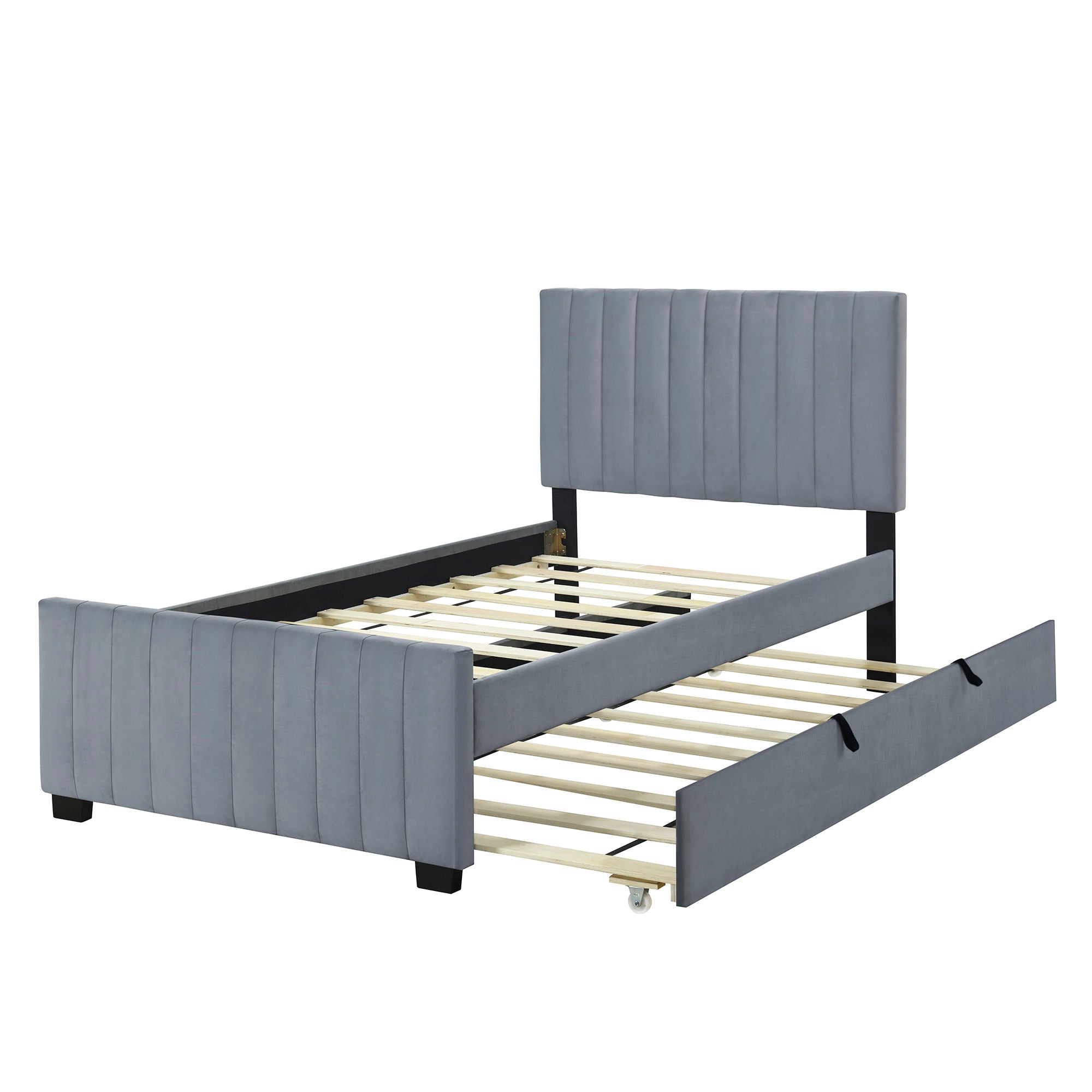 Upholstered Design Platform Bed With Trundle