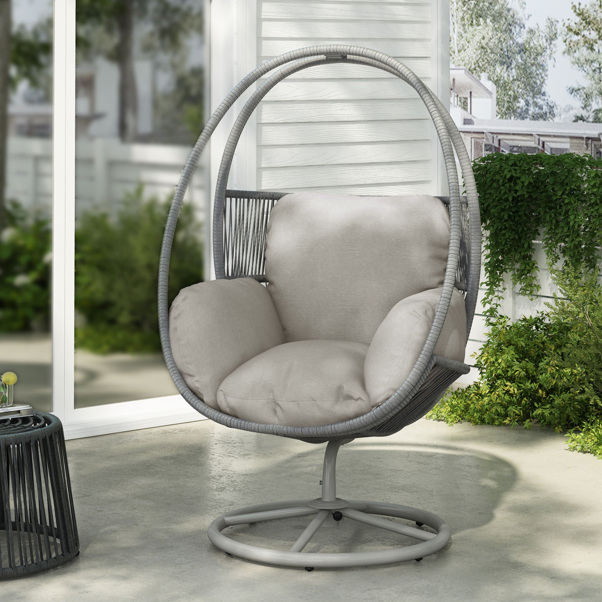 Reno - Outdoor Wicker Swivel Lounge Chair - Light Gray