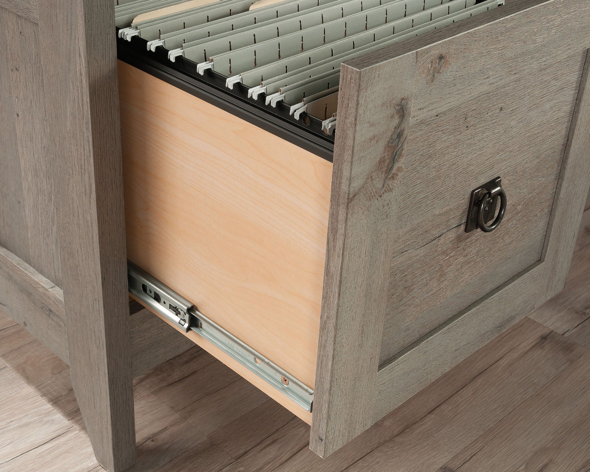 L-Shaped Home Office Desk in Mystic Oak