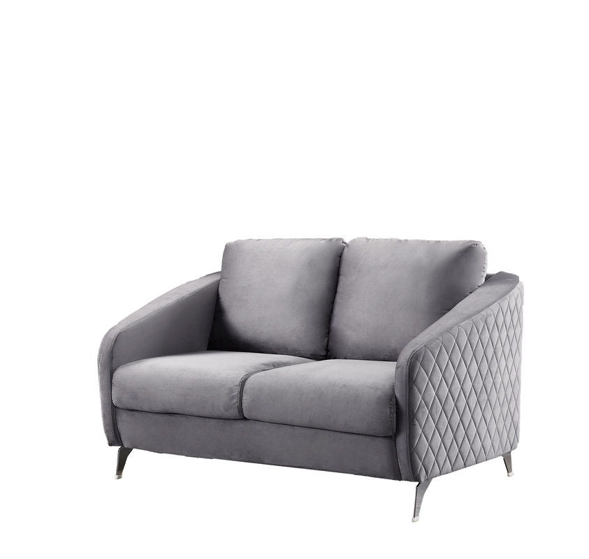 Sofia Gray Velvet Fabric Sofa Loveseat Chair Living Room Set