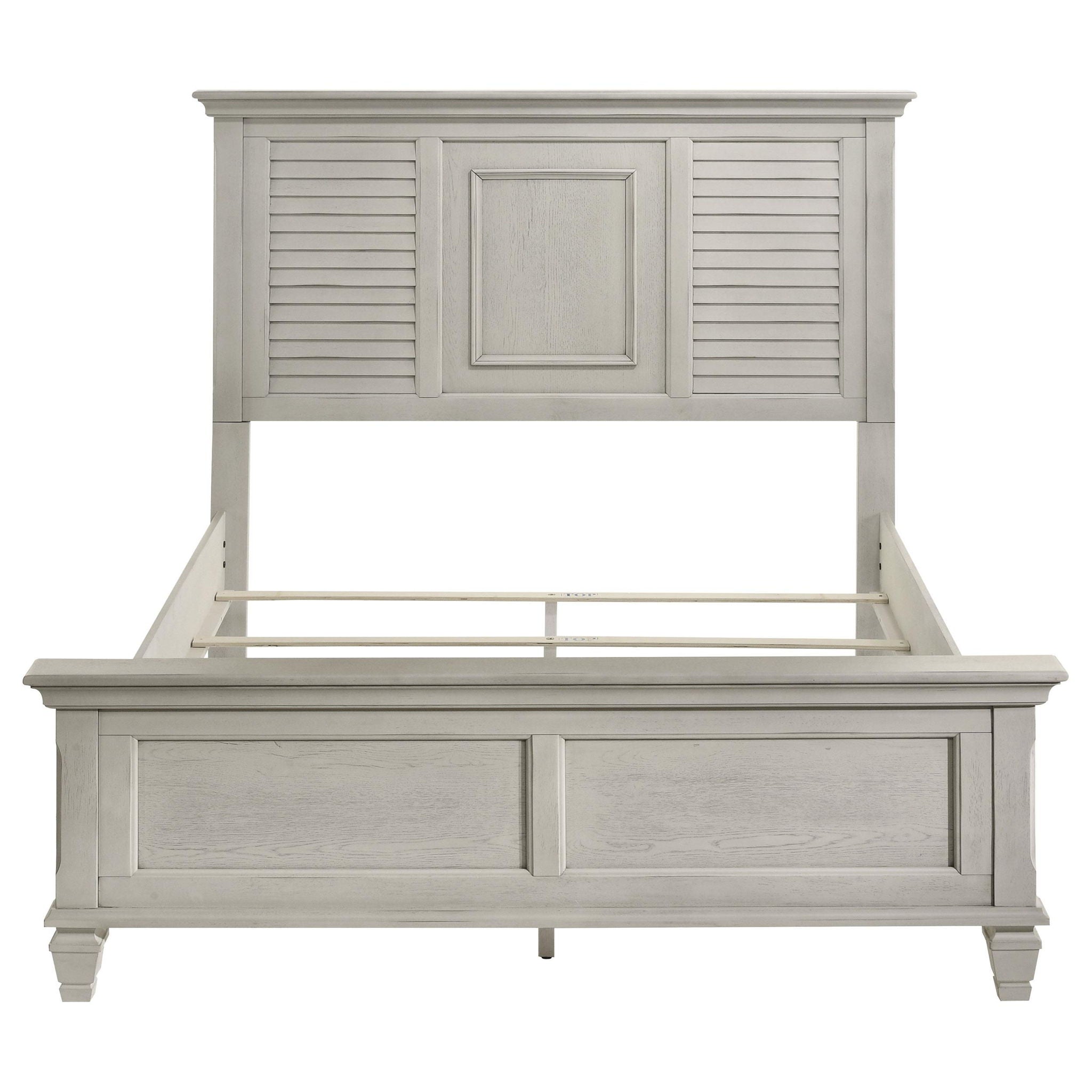 Franco Wood Queen Panel Bed Distressed White
