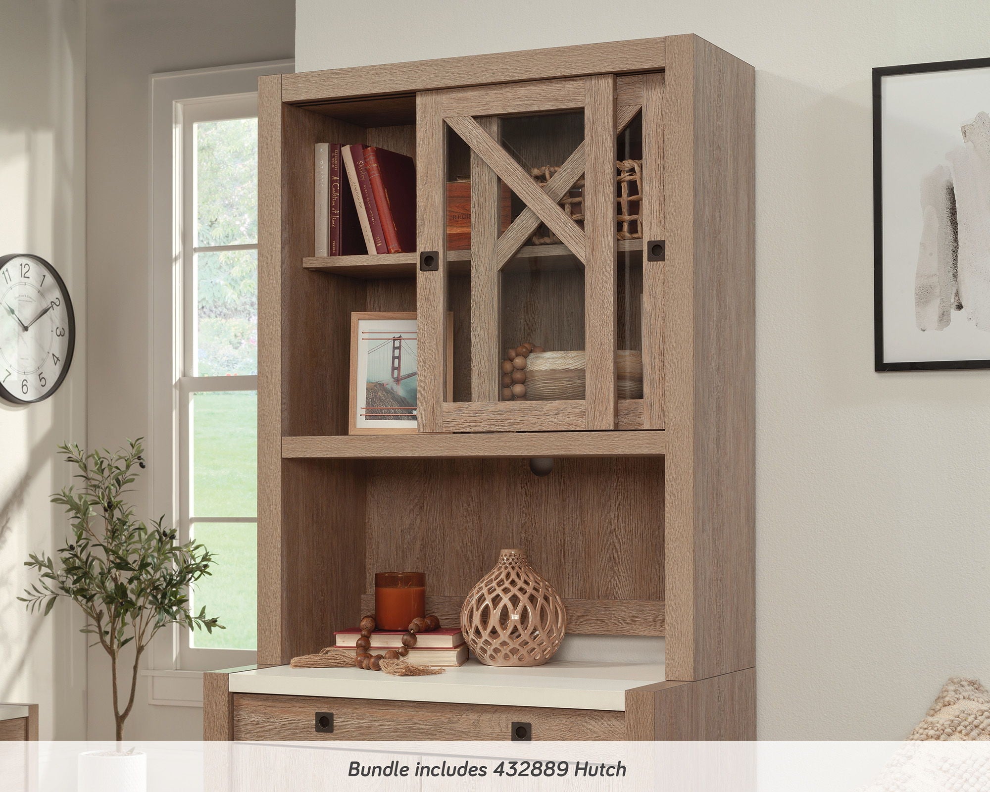 2-Door Base Cabinet & Library Hutch Bundle