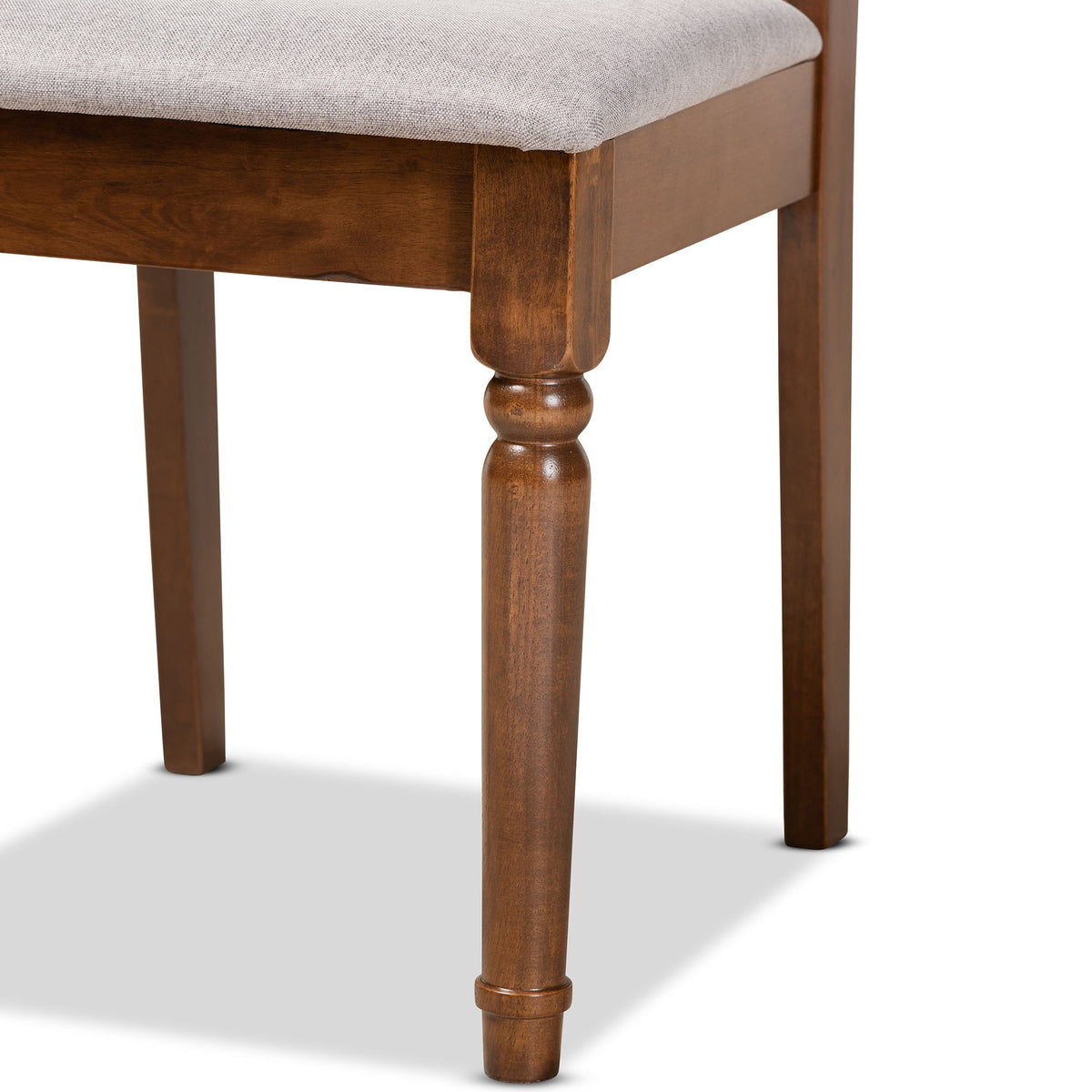 Cherese Modern and Contemporary Grey Fabric Upholstered and Walnut Brown Finished Wood 7-Piece Dining Set