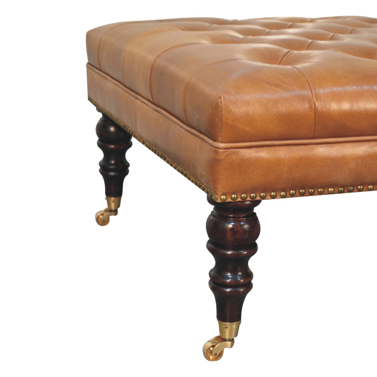 Buffalo - Leather Ottoman With Castor Legs