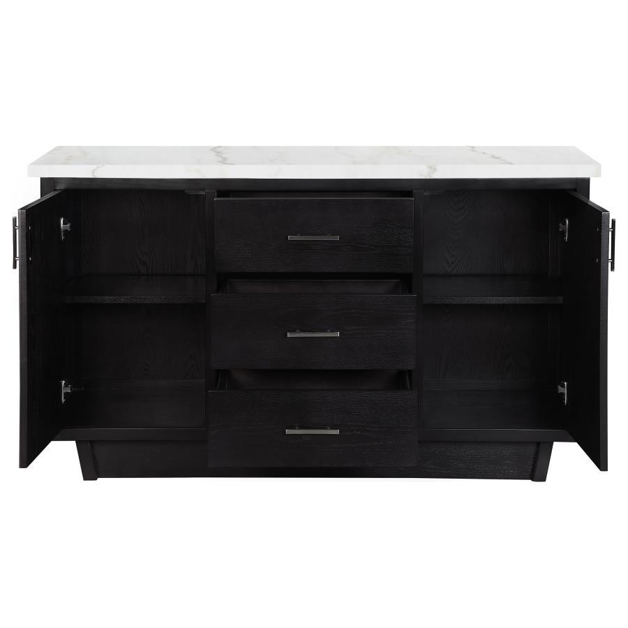 Coaster Fine Furniture Sherry - 3-Drawer Marble Top Sideboard Buffet - Rustic Espresso | Meri Furniture