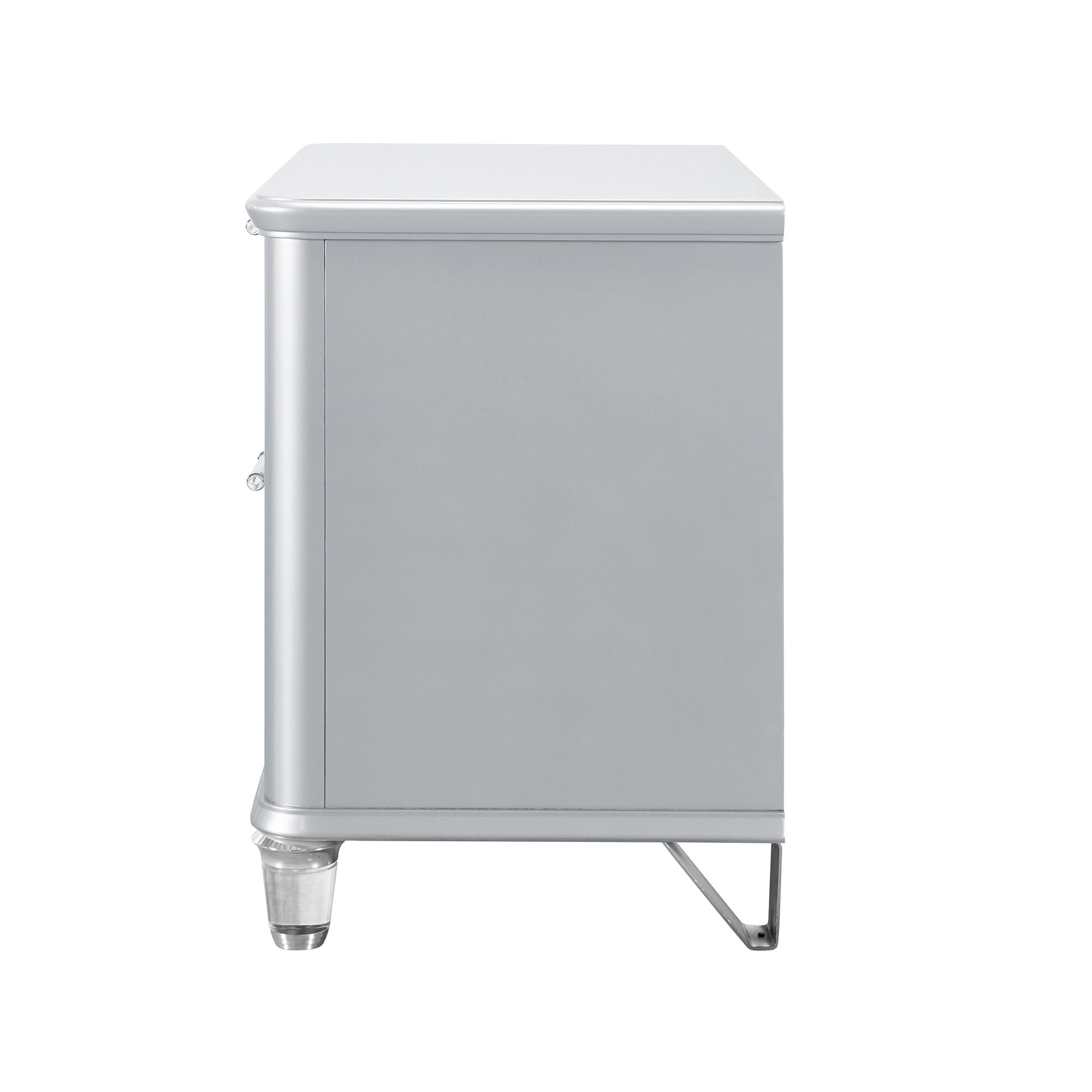 Laura - Nightstand With Sleek Frame And Fronts - Silver