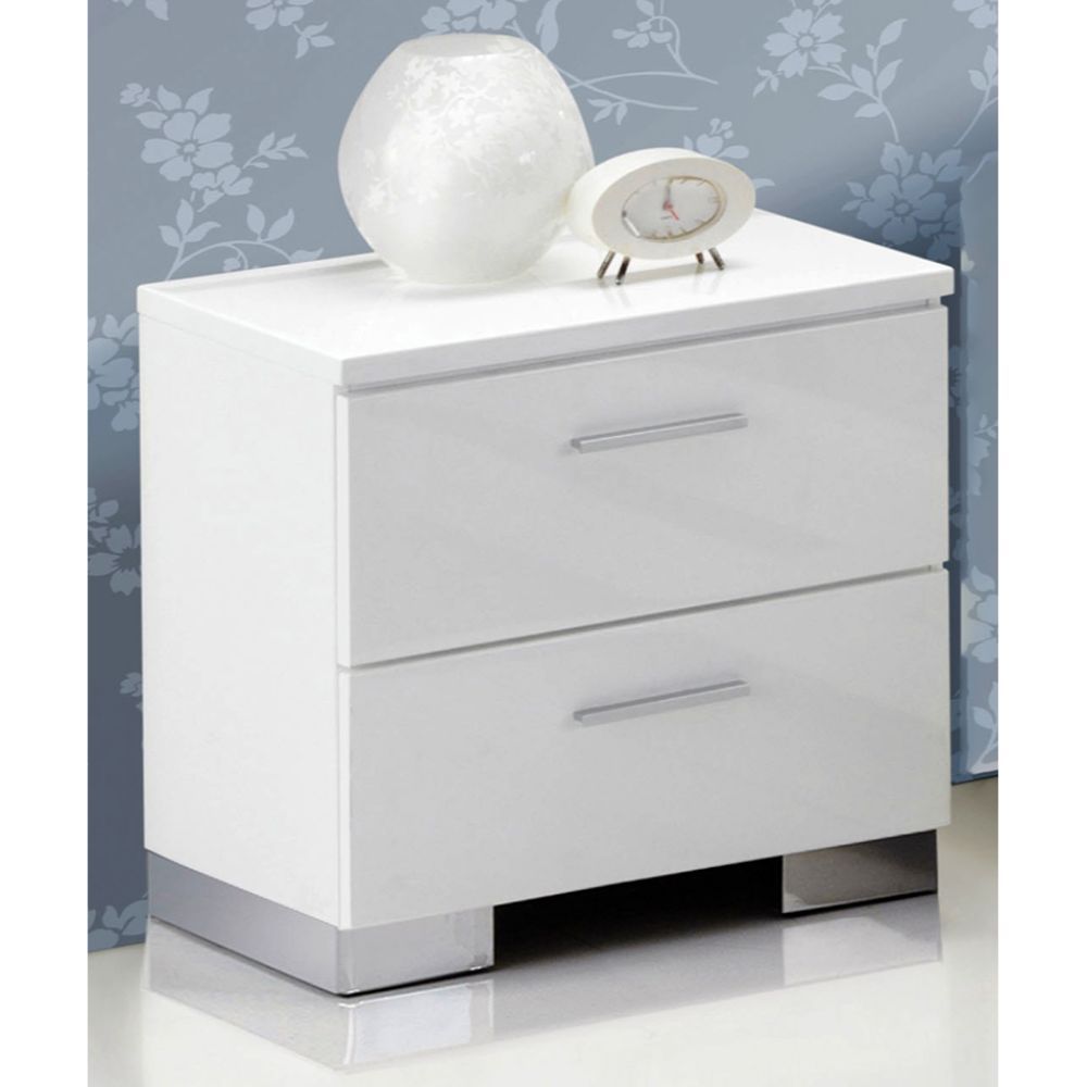ACME Lorimar - Nightstand - White & Chrome Leg | Meri Furniture