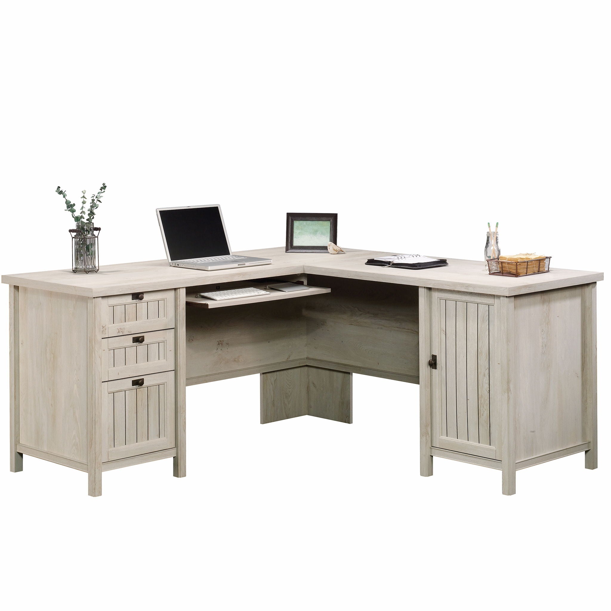 L-Shaped Desk in Chalked Chestnut