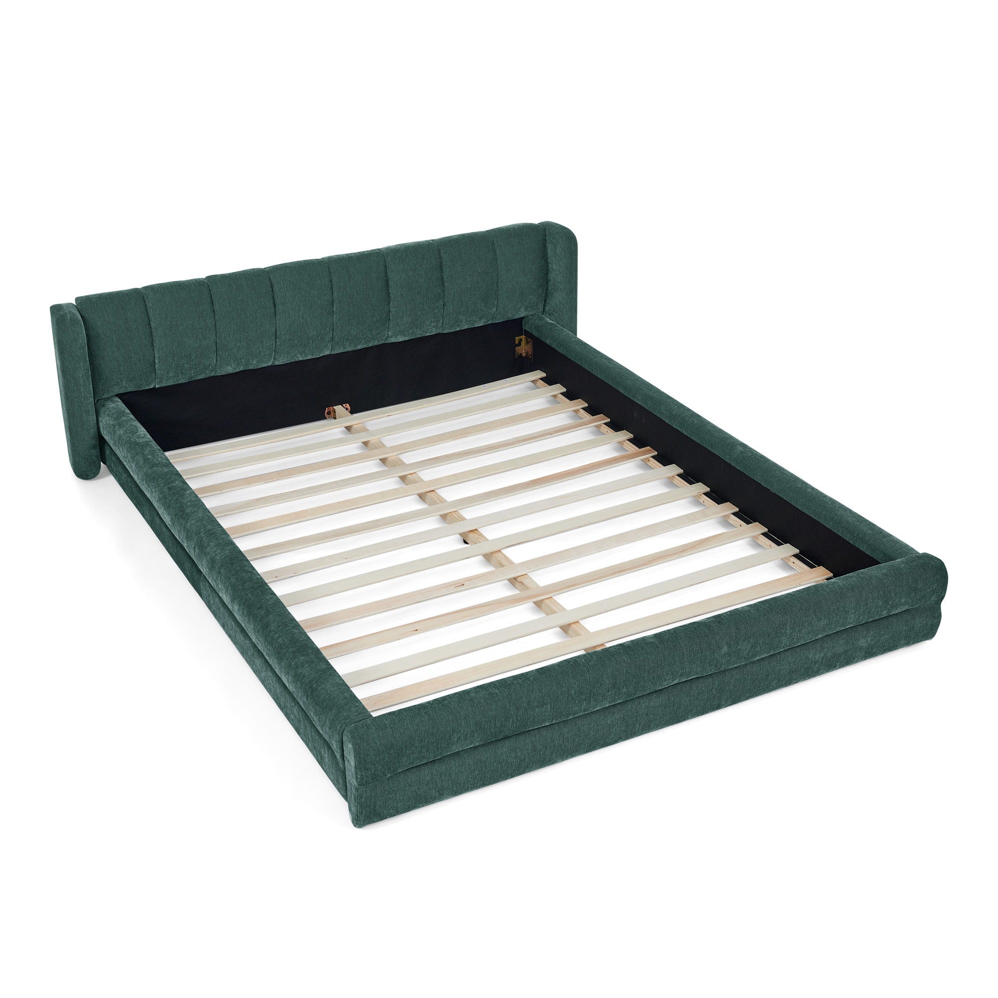 Modern Upholstered Bed Frame With Thick Chenille Fabric And Headboard