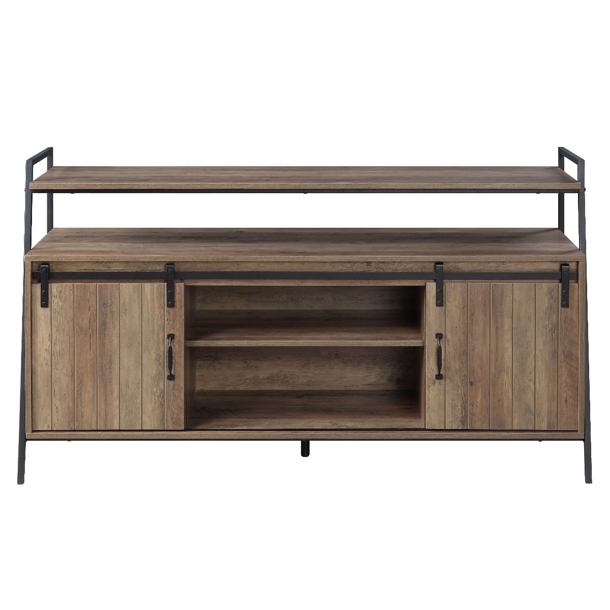 ACME Rashawn TV Stand - Rustic Oak & Black Finish | Meri Furniture