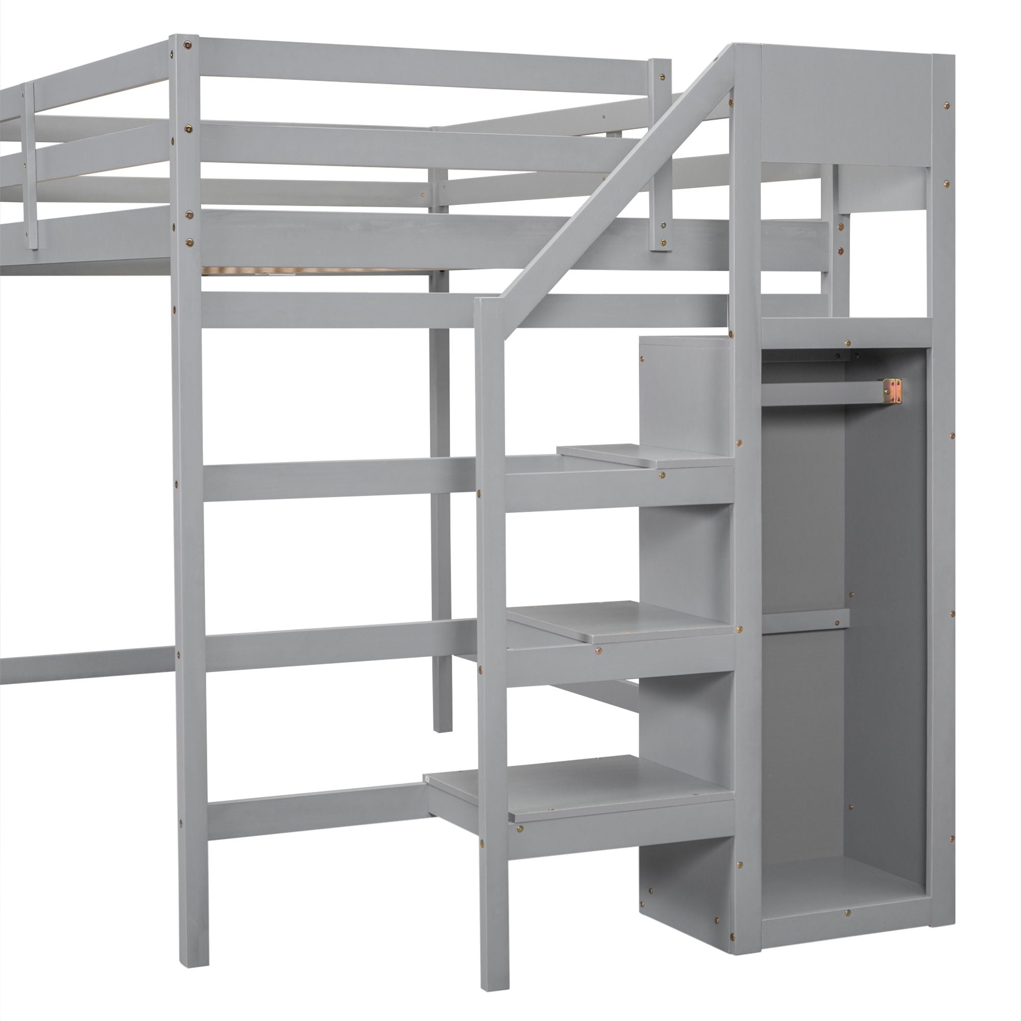 Loft Bed With Built In Storage Wardrobe And Staircase