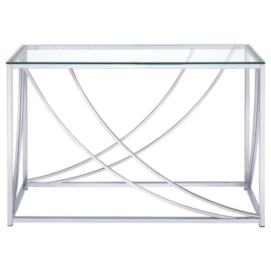 Coaster Fine Furniture Lille - Glass Top Entryway Sofa Console Table Accents - Chrome | Meri Furniture
