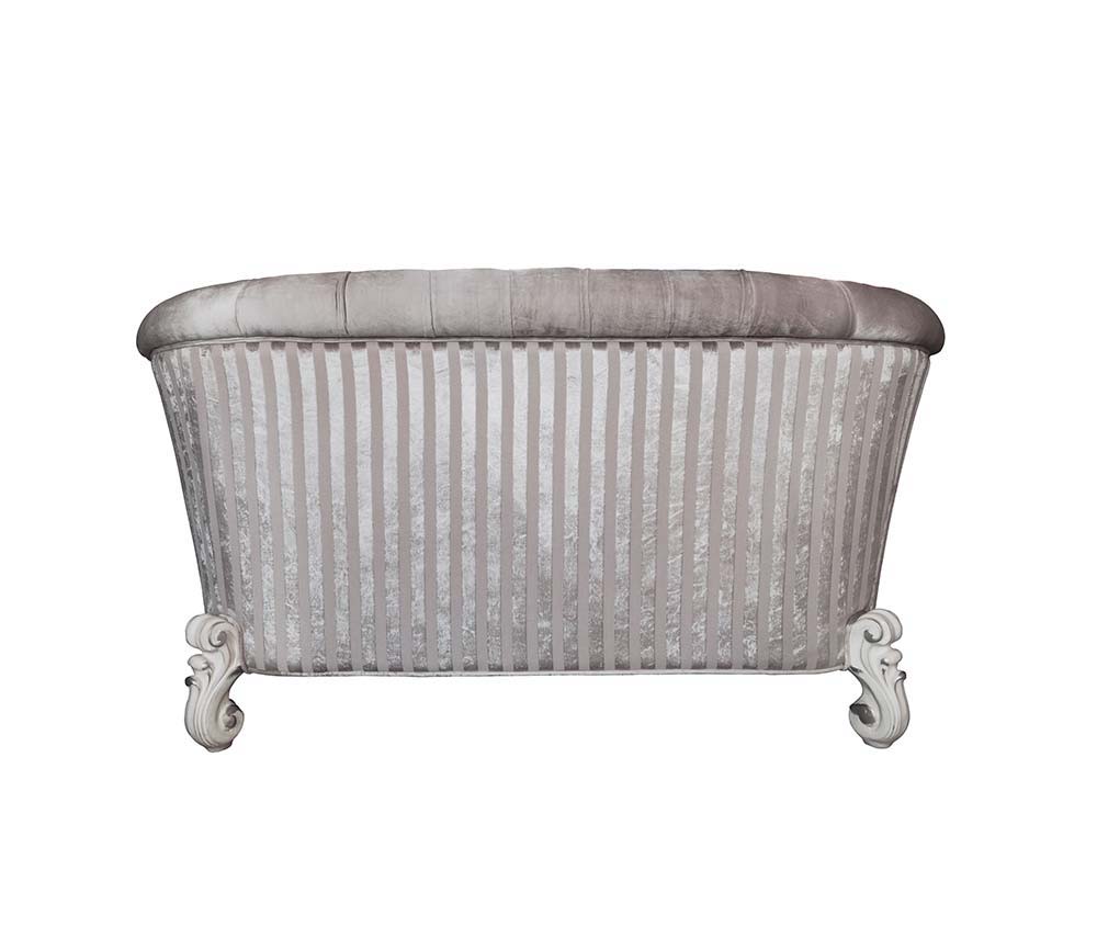 ACME Versailles - Loveseat - Ivory Fabric & Bone White Finish | Meri Furniture