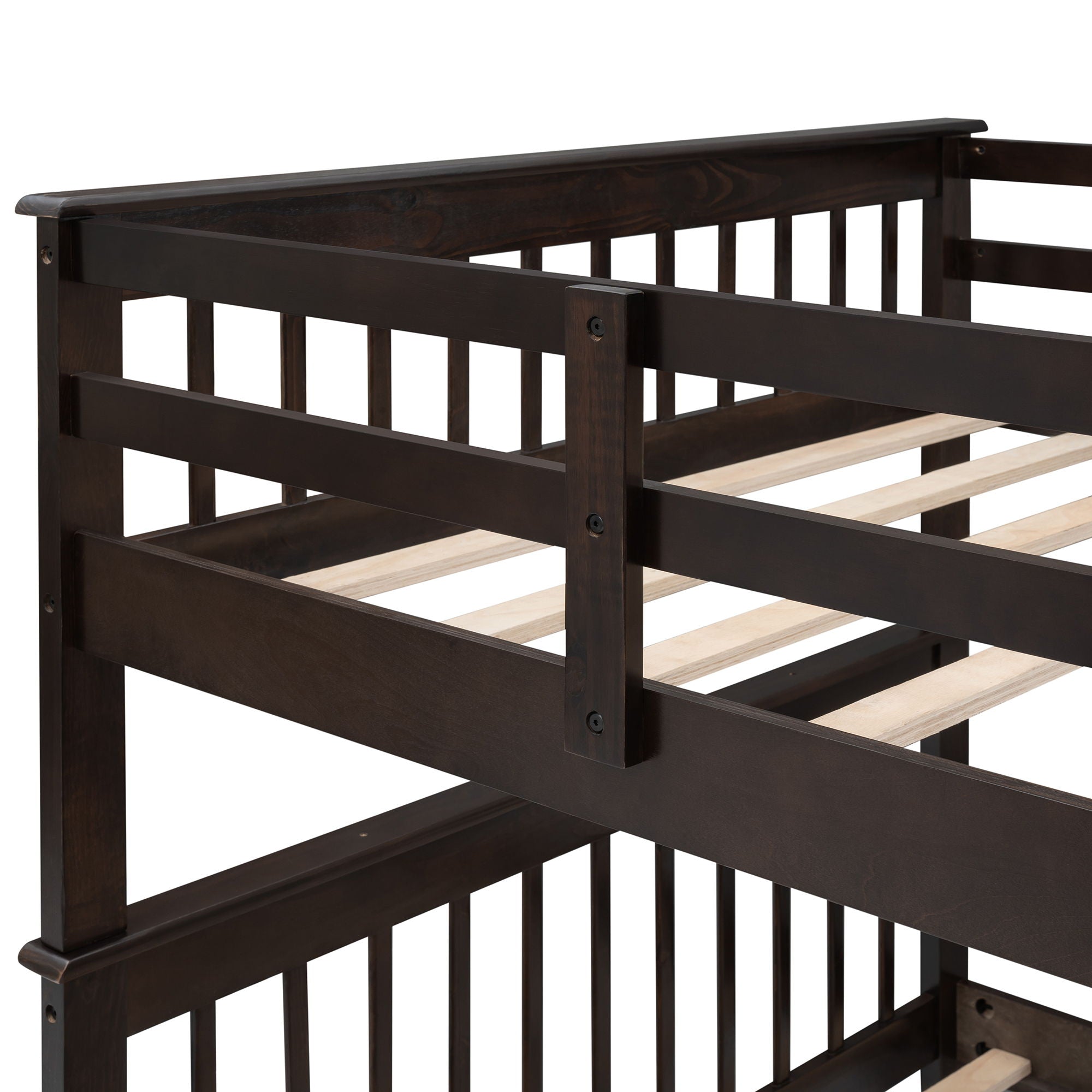 Stairway Bunk Bed With Storage And Guard Rail For Bedroom