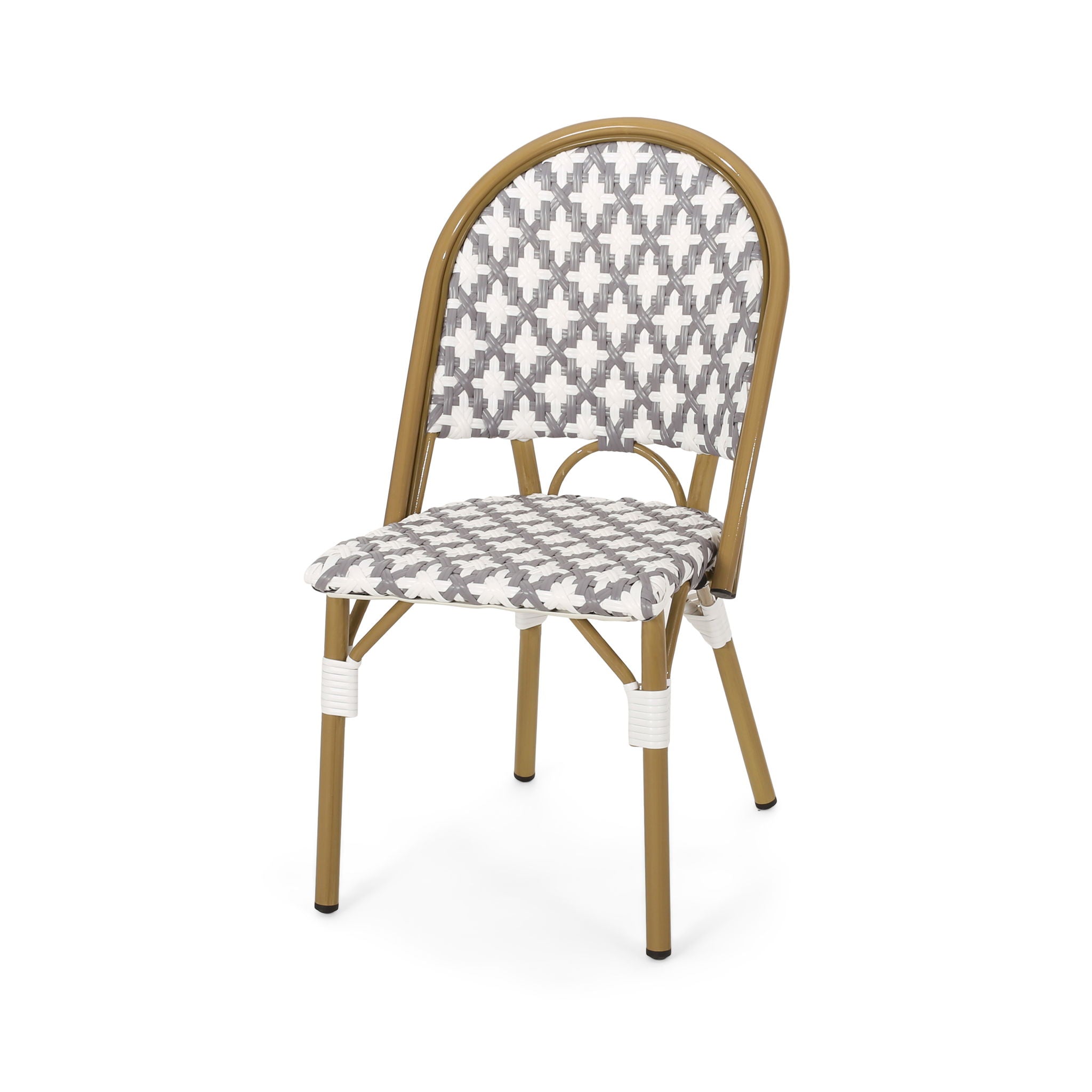 Chic French Bistro Chair With Durable Rattan And Aluminum Frame