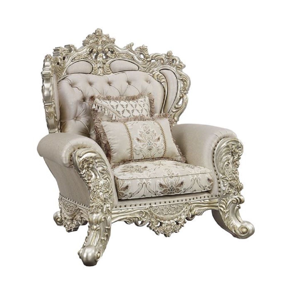 ACME Danae - Chair - Fabric, Champagne & Gold Finish | Meri Furniture