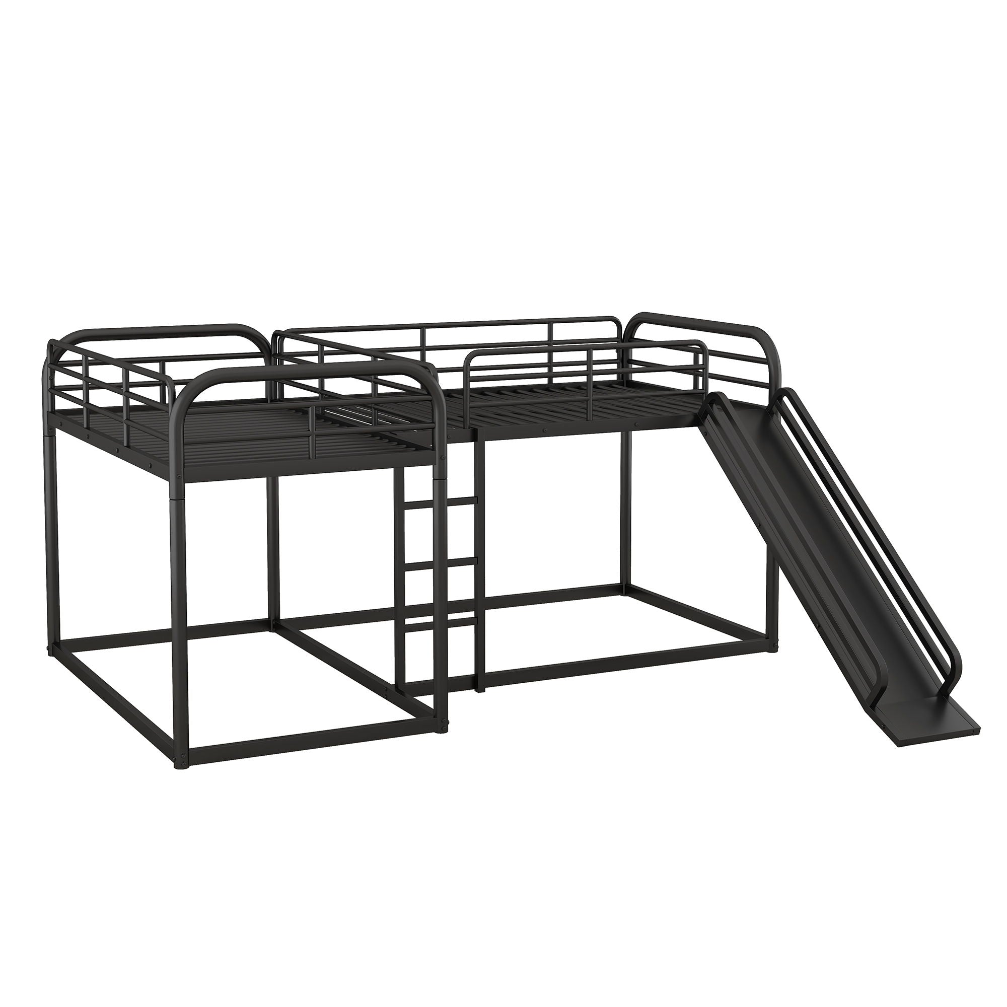 L Shaped Bunk Bed With Slide And Short Ladder