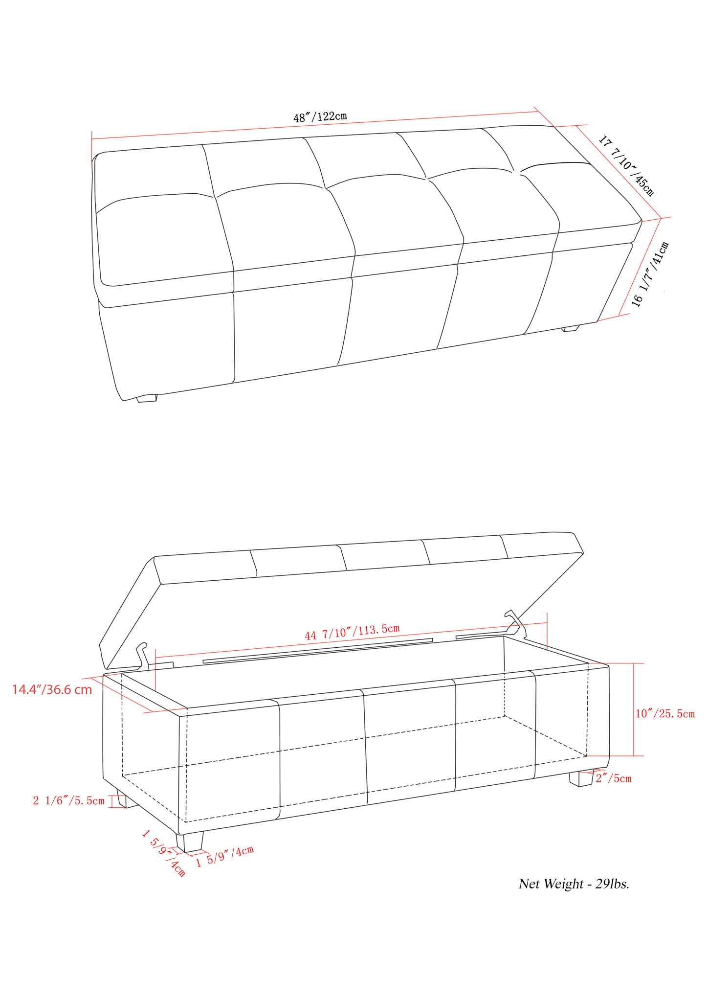 Castleford - Contemporary Storage Ottoman