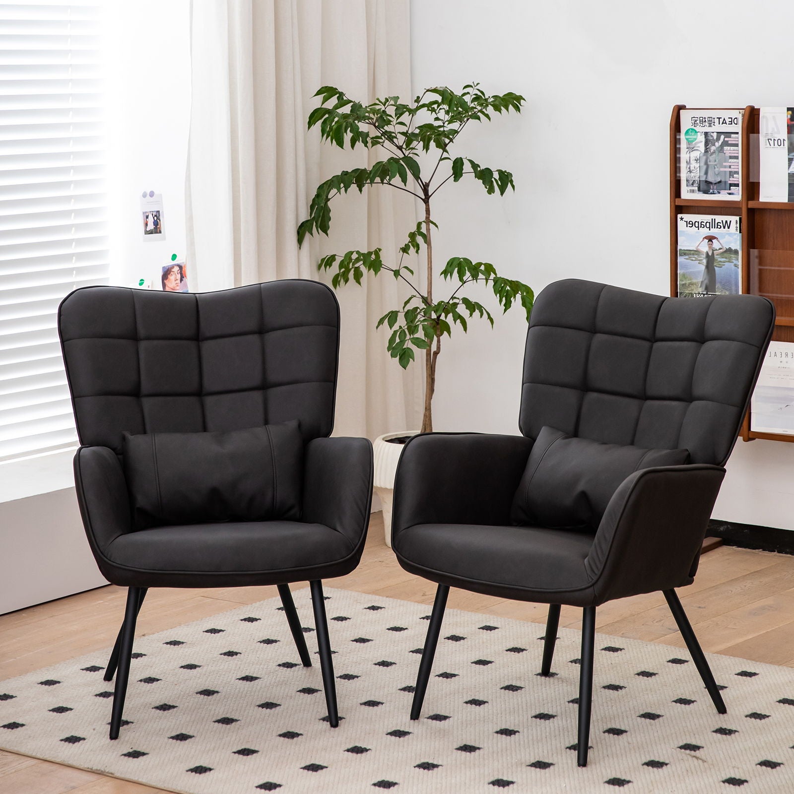 Modern Accent Arm Chair High Back With Metal Legs And Soft Padded