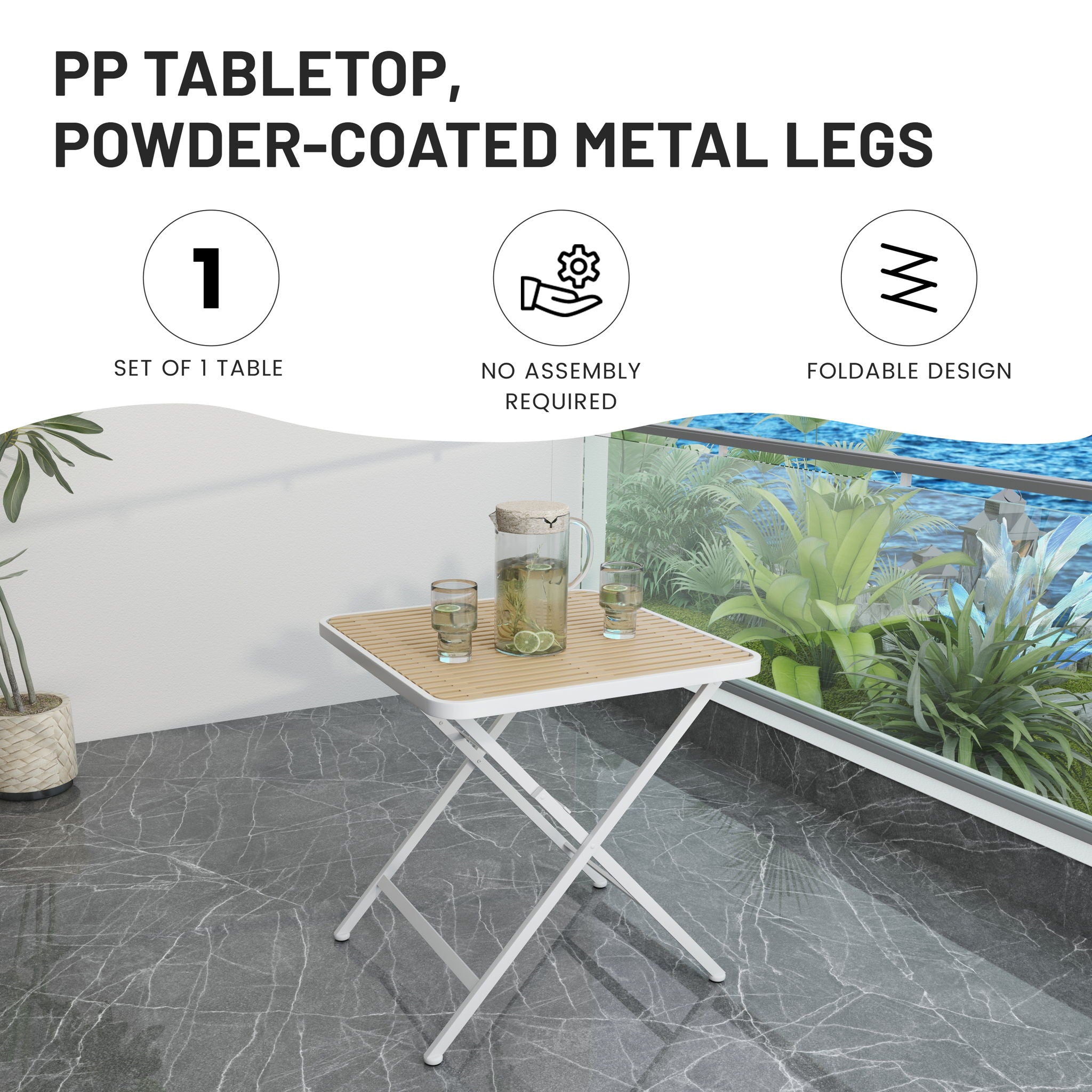 4 Modern Stackable Plastic Armchair Matched With Folding Square Table