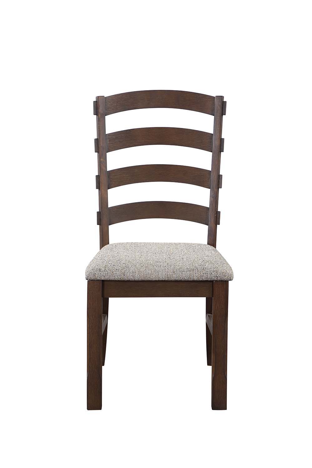 ACME Pascaline - Side Chair (Set of 2) - Gray Fabric, Rustic Brown & Oak Finish | Meri Furniture