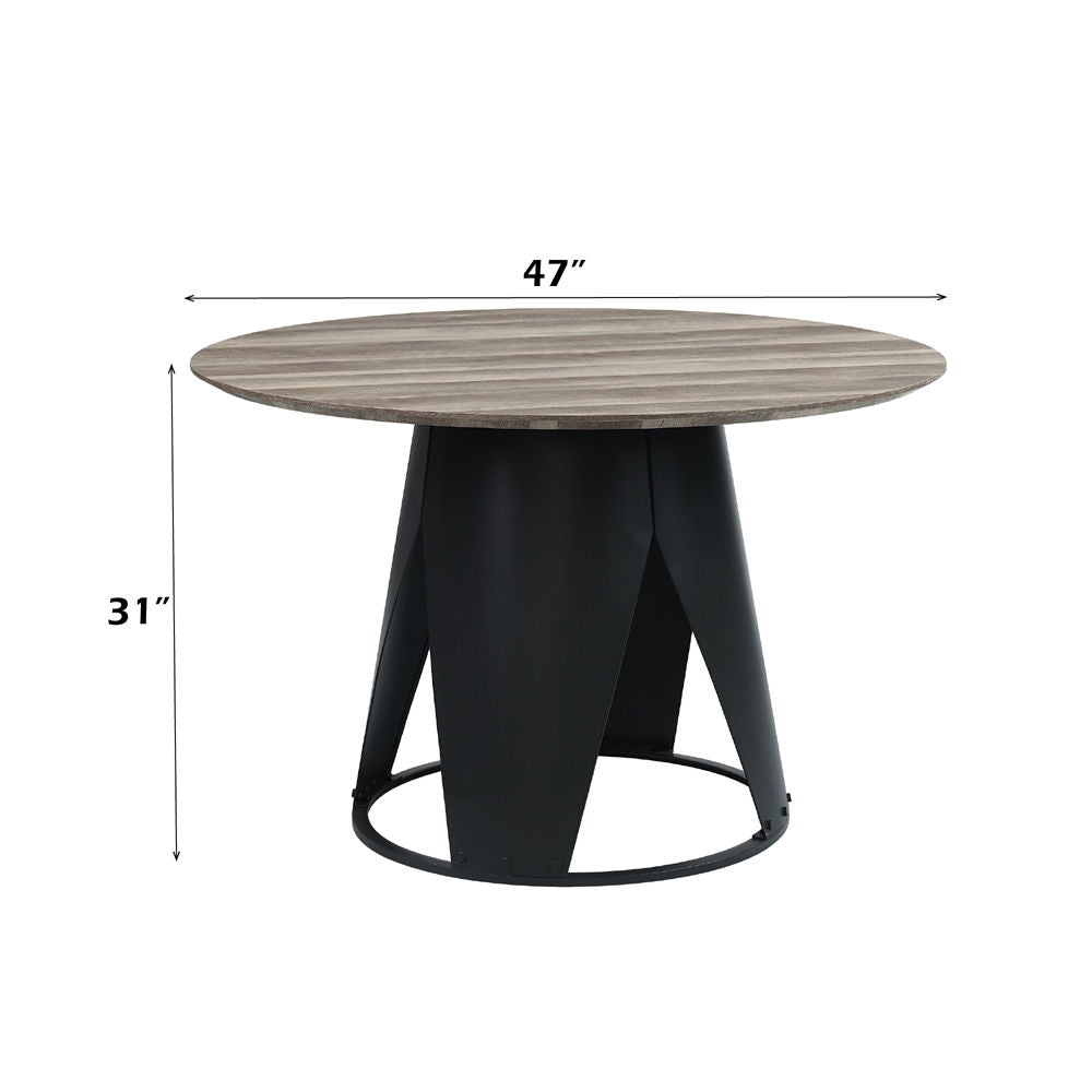 Zudora - Round Dining Table - Antique Oak & Black