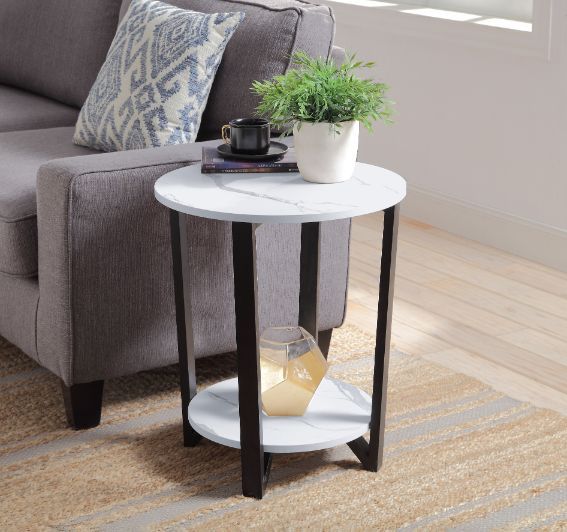 ACME KD• 2 Tier Shelf• Round Table Top• Open Frame | Meri Furniture
