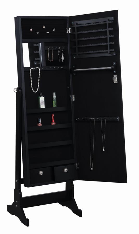 Coaster Fine Furniture Tutuola - Cheval Mirror With Jewelry Storage - Black | Meri Furniture