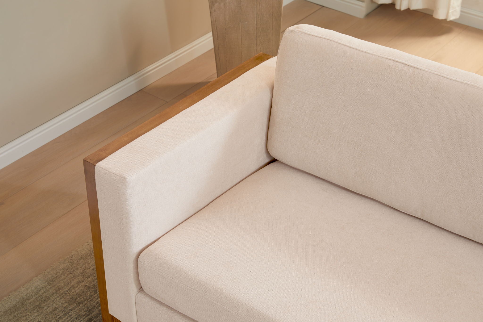 Modern Sofa With Solid Wood Legs, 3 Seater