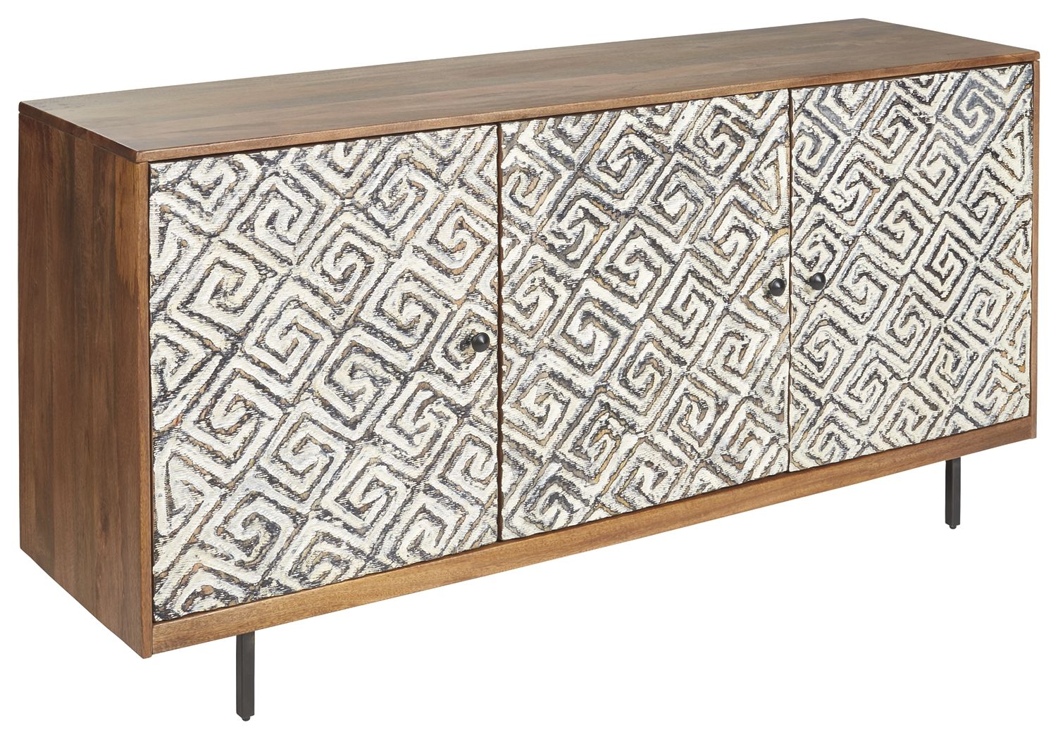 Ashley Furniture Kerrings - Brown / Black/white - Accent Cabinet | Meri Furniture