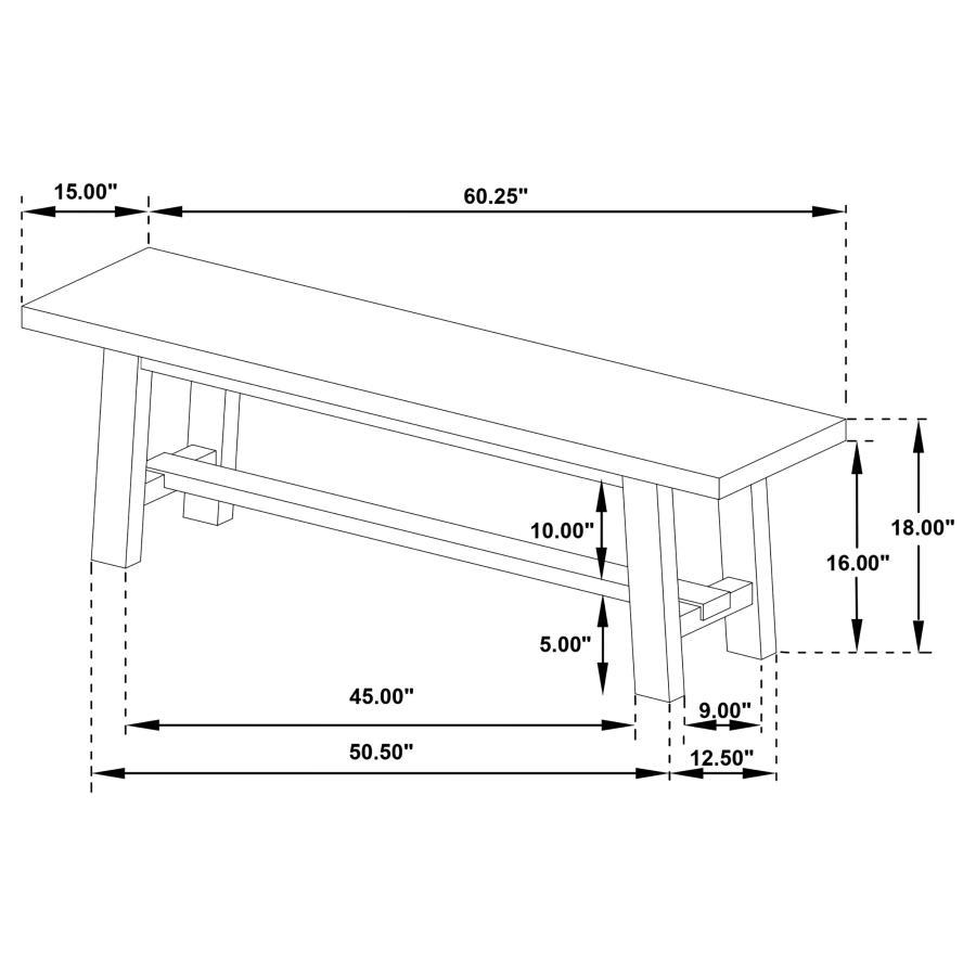 Middleton - Wood Backless Dining Bench Natural - Brown