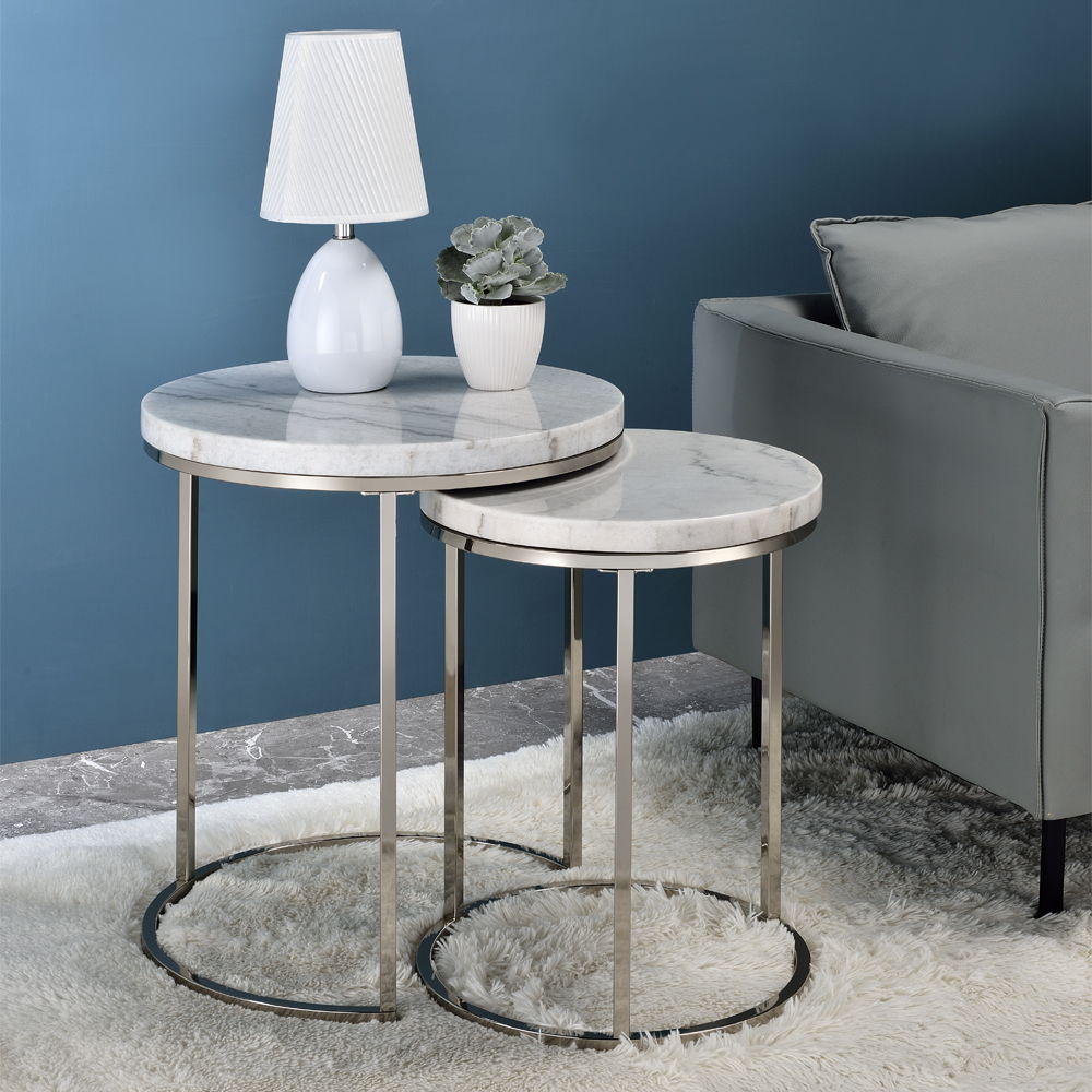 ACME Zaidee - Nesting Table Set - Nickel | Meri Furniture