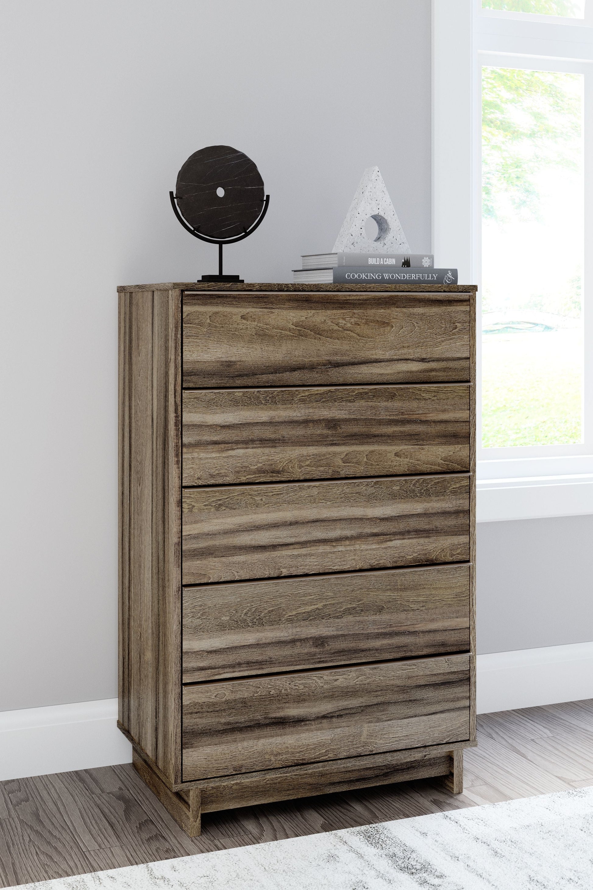 Signature Design by Ashley® Shallifer - Brown - Five Drawer Chest | Meri Furniture