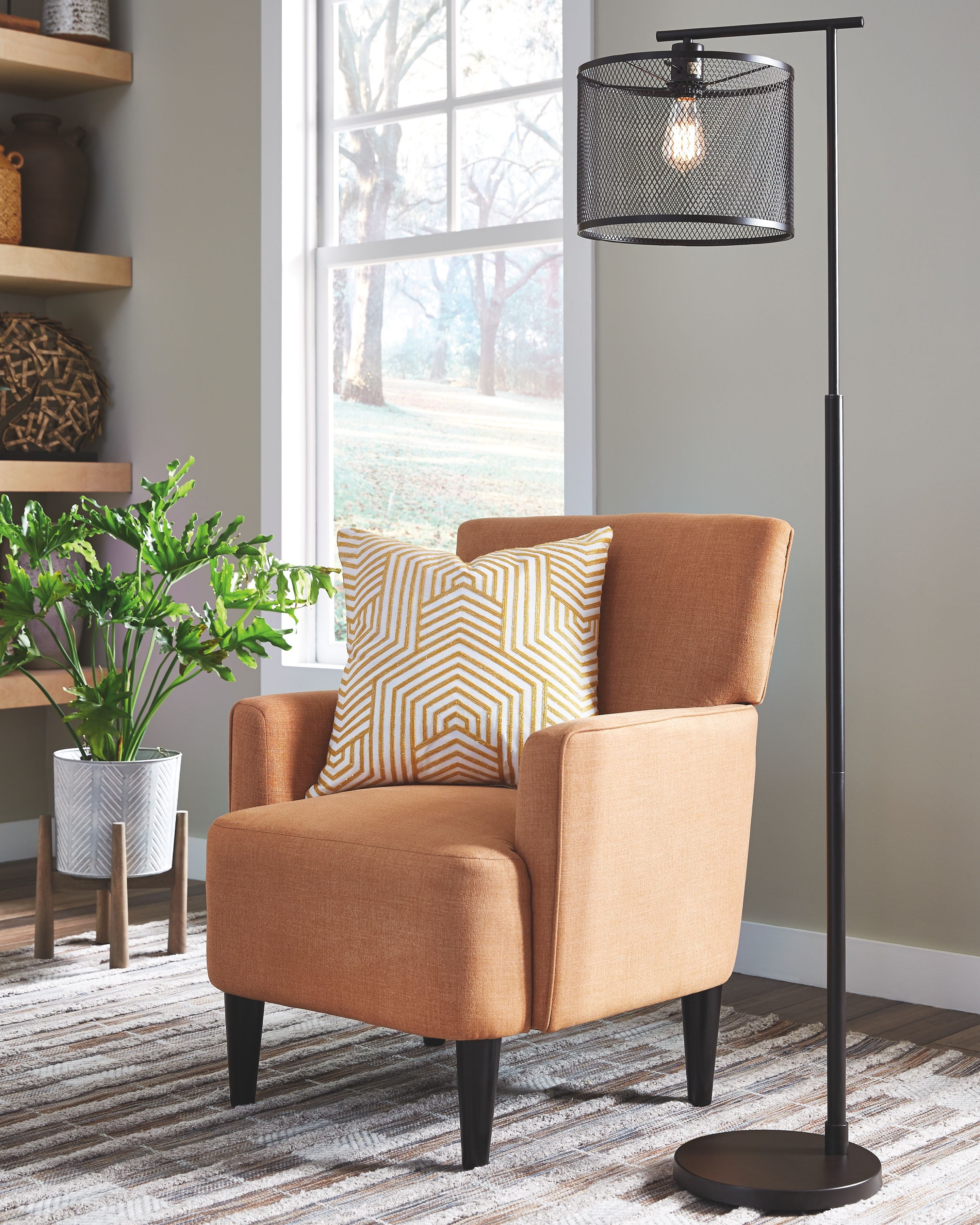 Ashley Furniture Nolden - Bronze Finish - Metal Floor Lamp | Meri Furniture