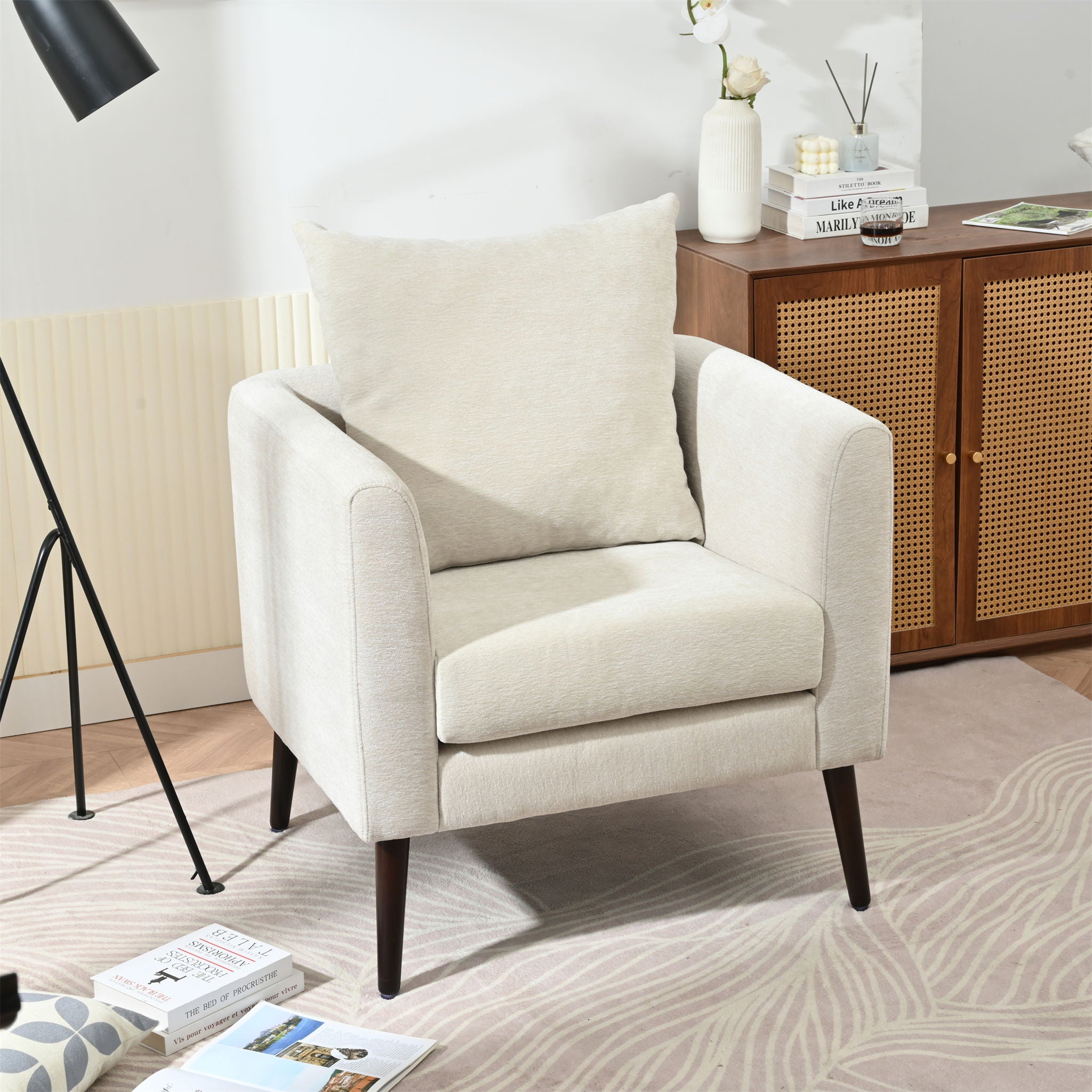 Modern Accent Upholstered Armchair With Pillow