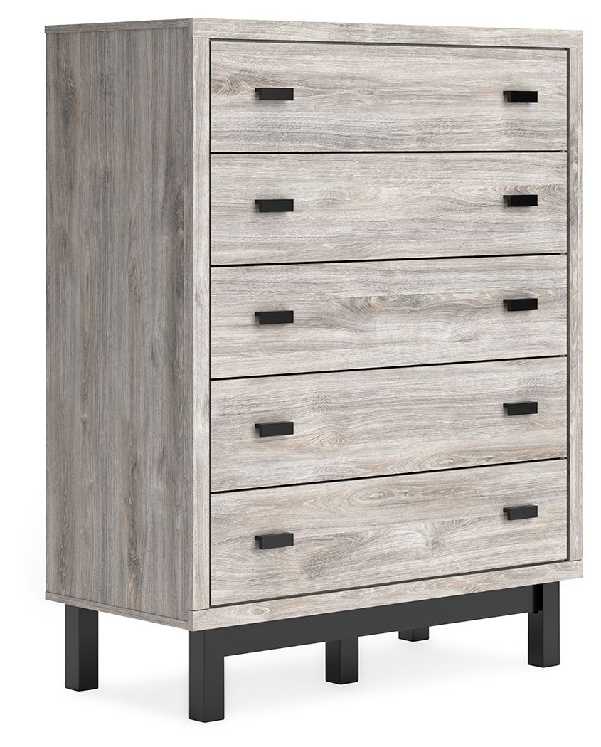 Signature Design by Ashley® Vessalli - Black / Gray - Five Drawer Wide Chest | Meri Furniture