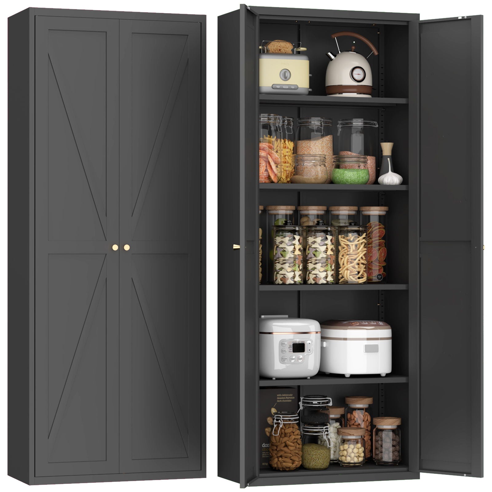 Adjustable 2 Door Storage Cabinet With Adjustable Shelves