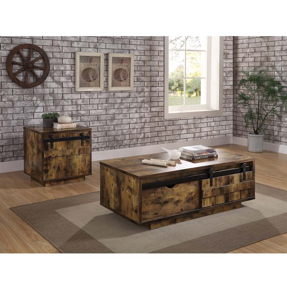 ACME Bellarosa - End Table - Rustic Oak Finish | Meri Furniture