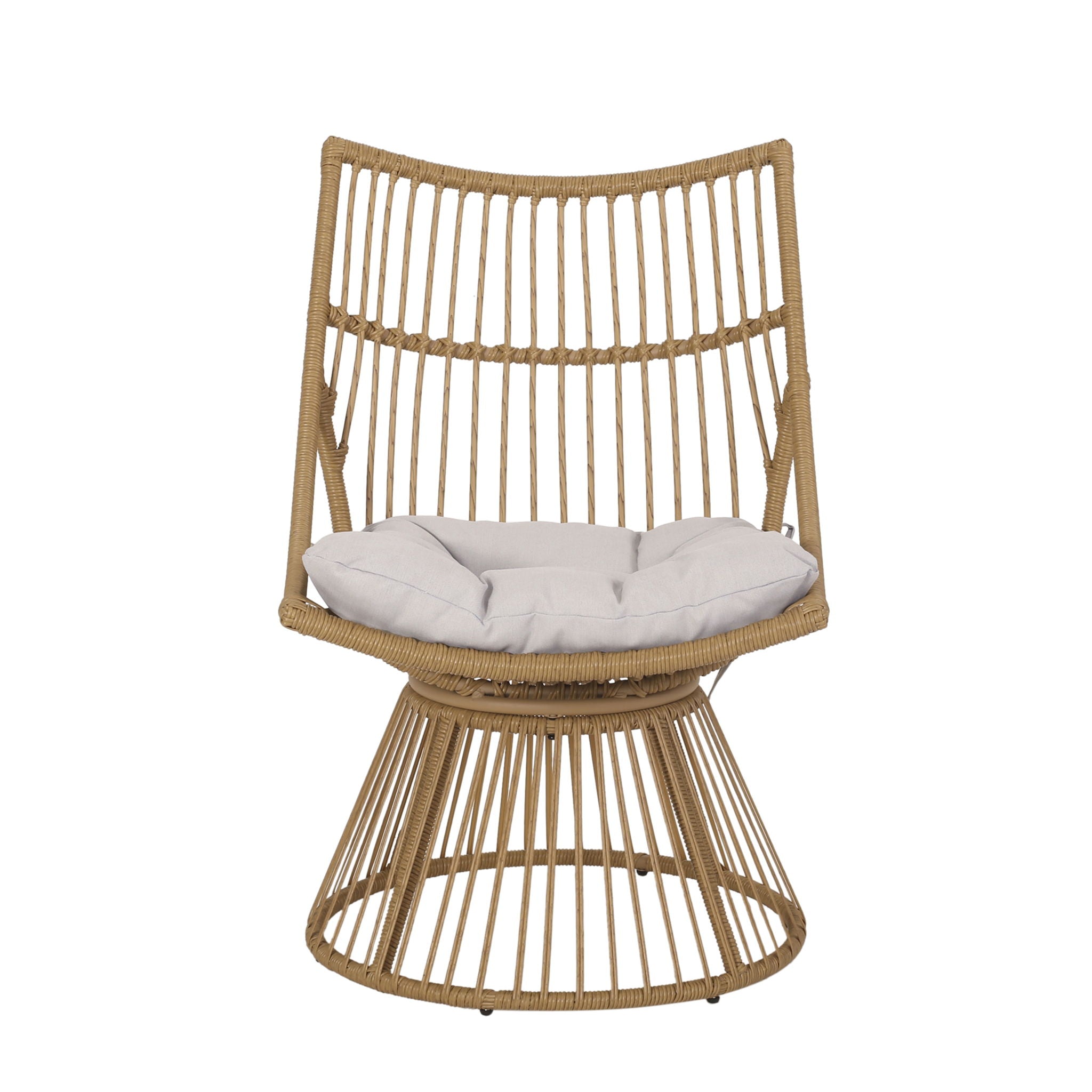 2 Piece Rattan Patio Set With Club Chair And Side Table - Beige / Light Brown
