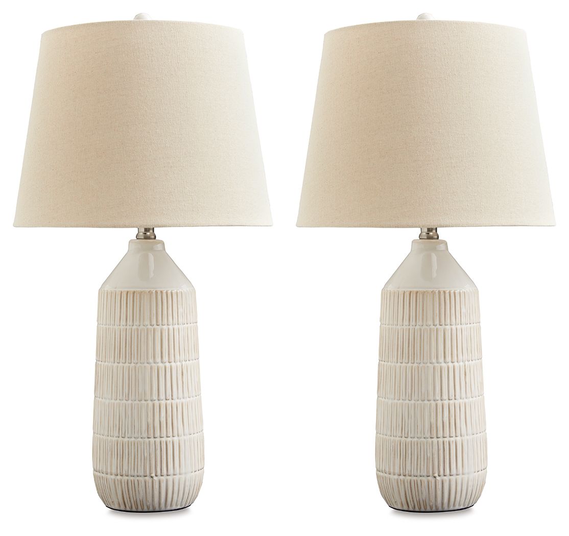 Signature Design by Ashley® Willport - Off White - Ceramic Table Lamp (Set of 2) | Meri Furniture
