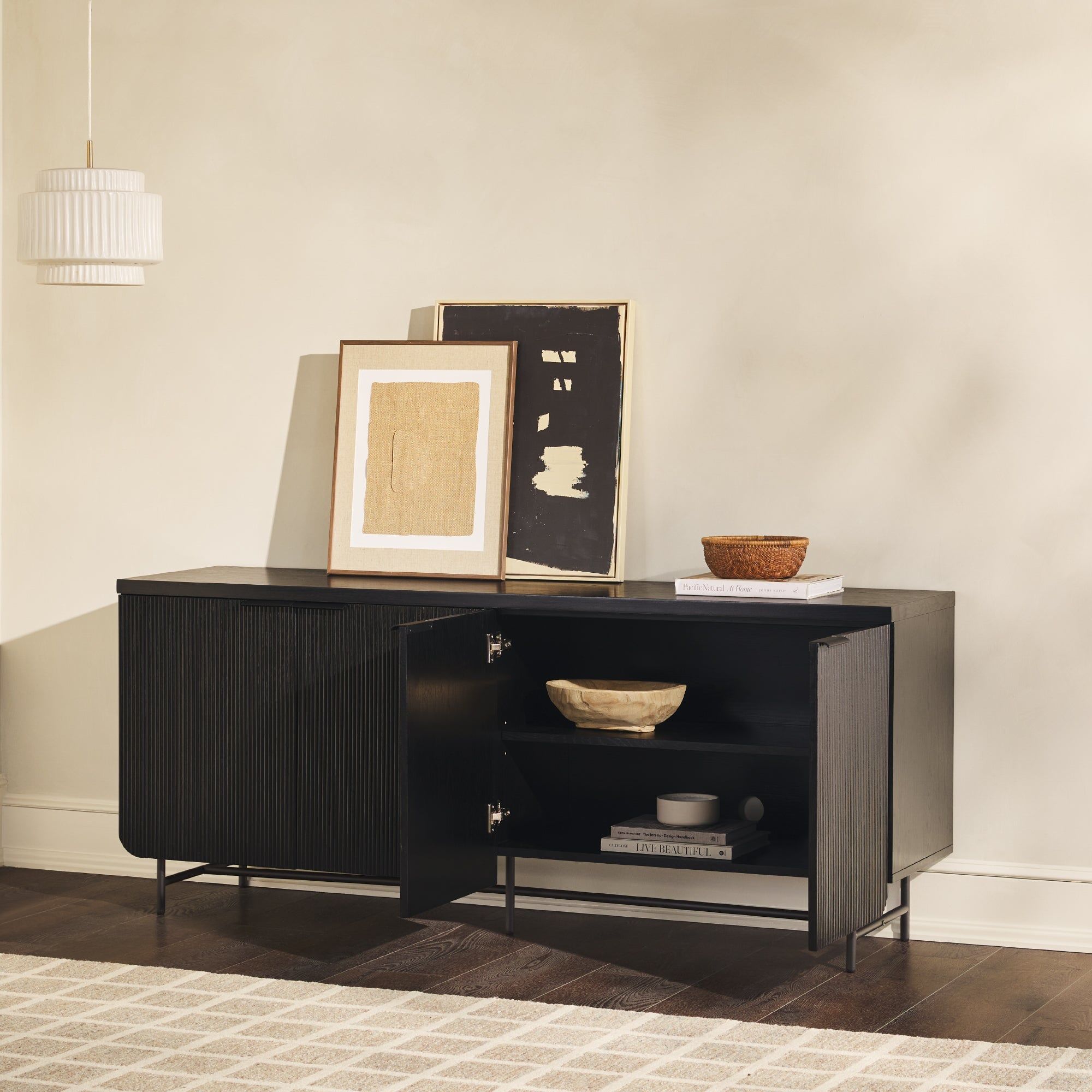 Modern Fluted Door Minimalist Storage Sideboard